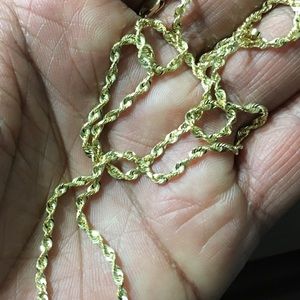 14k Yellow gold 2.5mm Solid Rope Diamond Cut